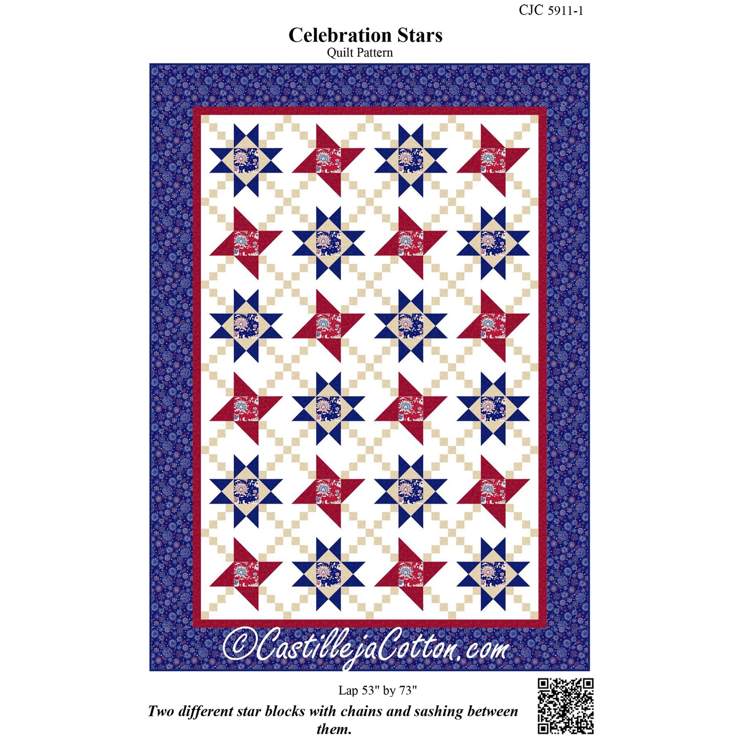 Cover image of pattern for Celebration Stars Quilt.