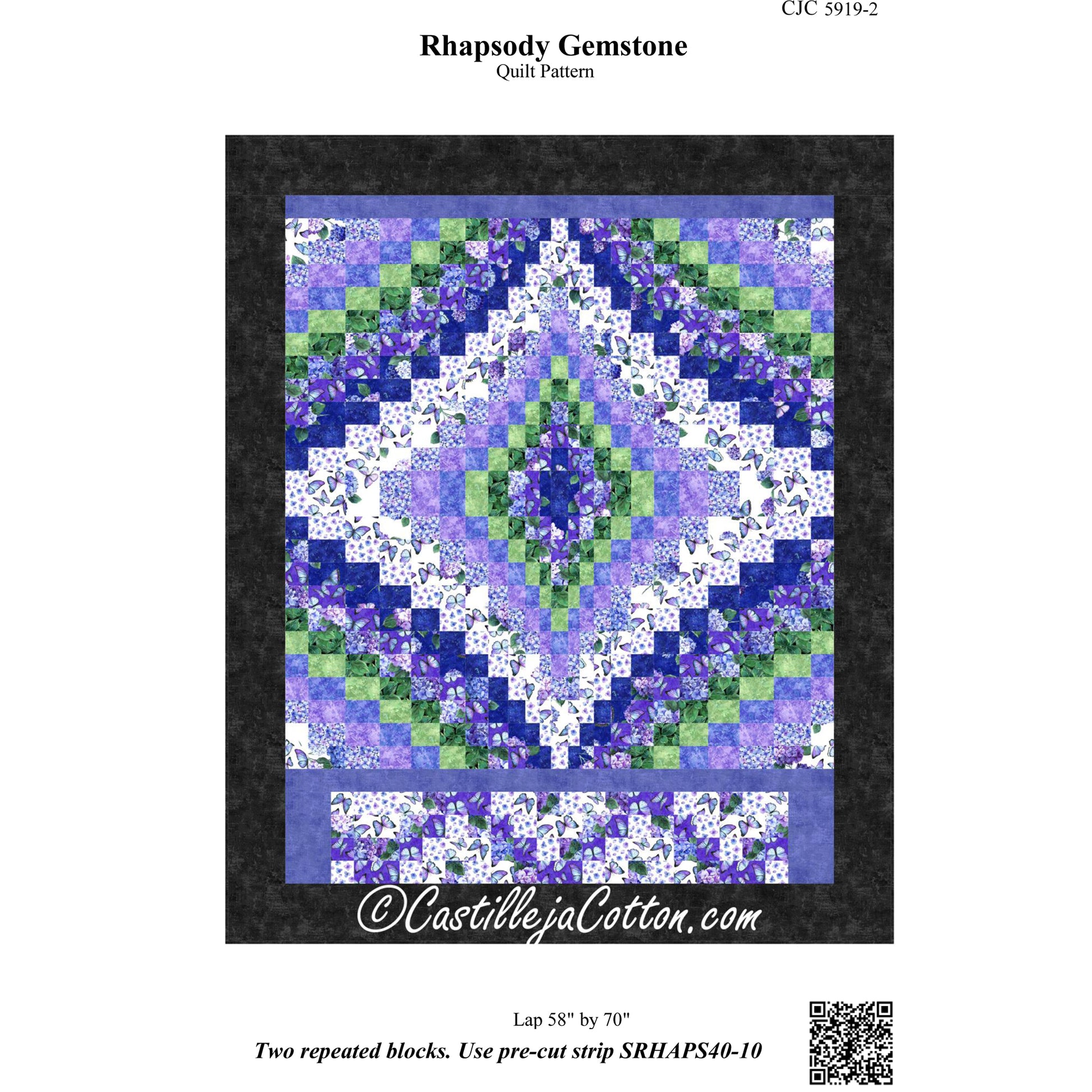 Cover image of pattern for Rhapsody Gemstone Quilt.