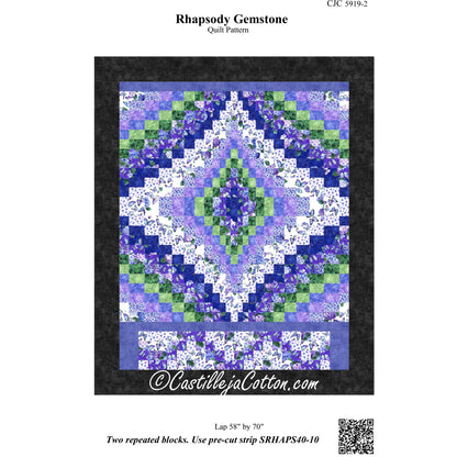 Cover image of pattern for Rhapsody Gemstone Quilt.