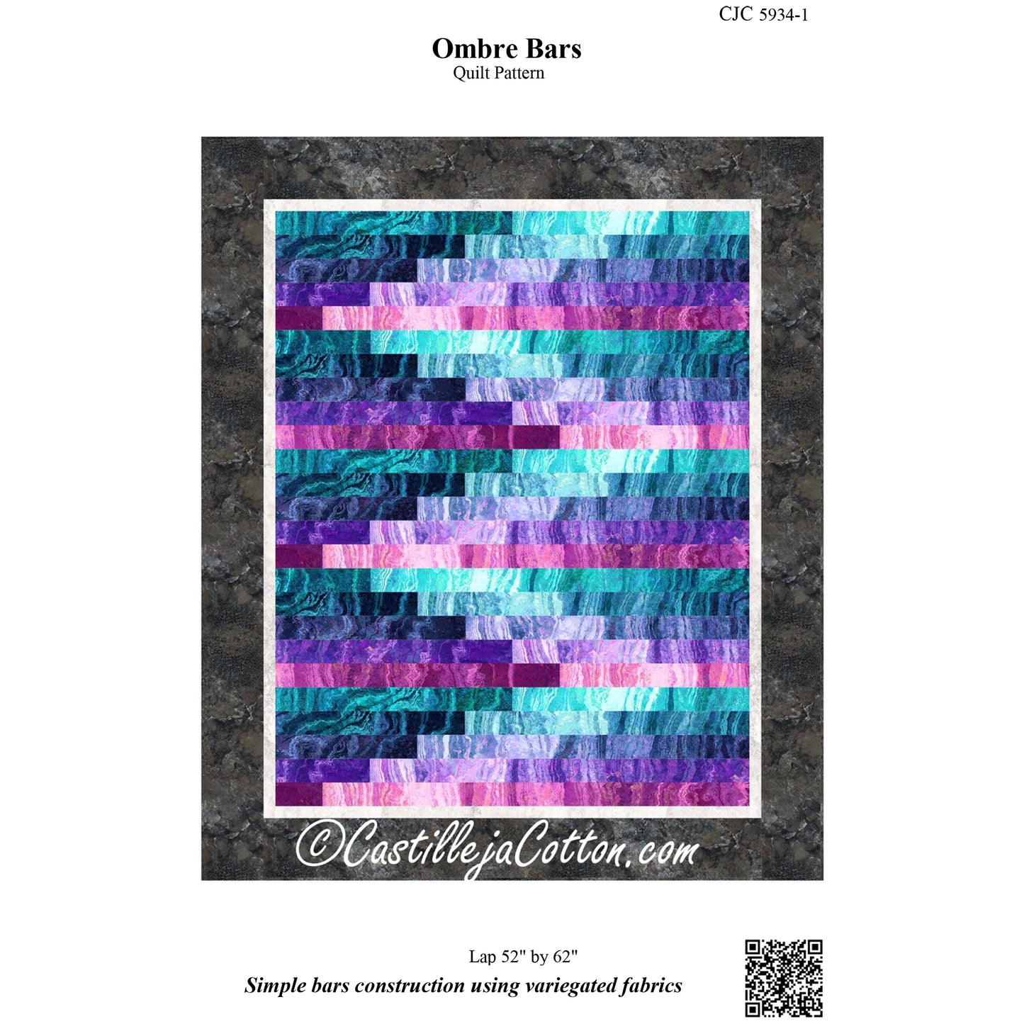 Cover image of pattern for Ombre Bars Quilt.