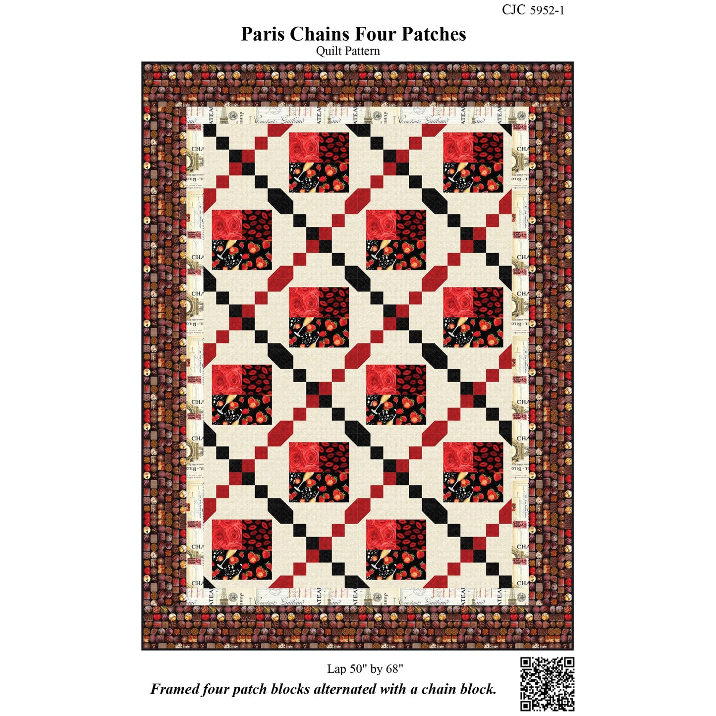 Cover image of pattern for Paris Chains Four Patches Quilt.