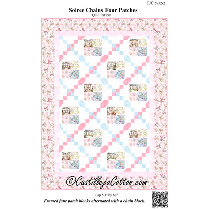 Cover image of pattern for Soiree Chains Four Patches quilt.