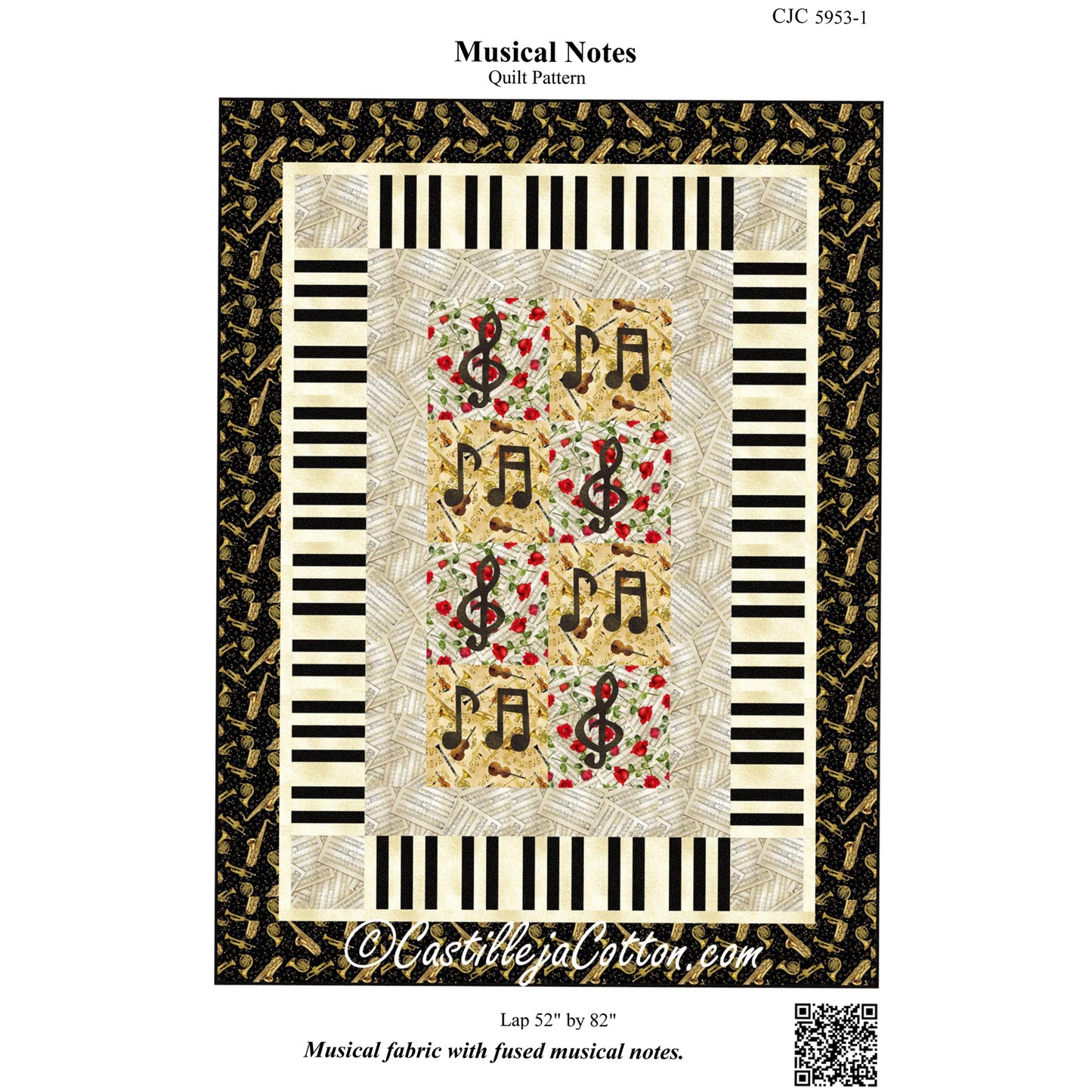 Cover image of pattern for Musical Notes Quilt.