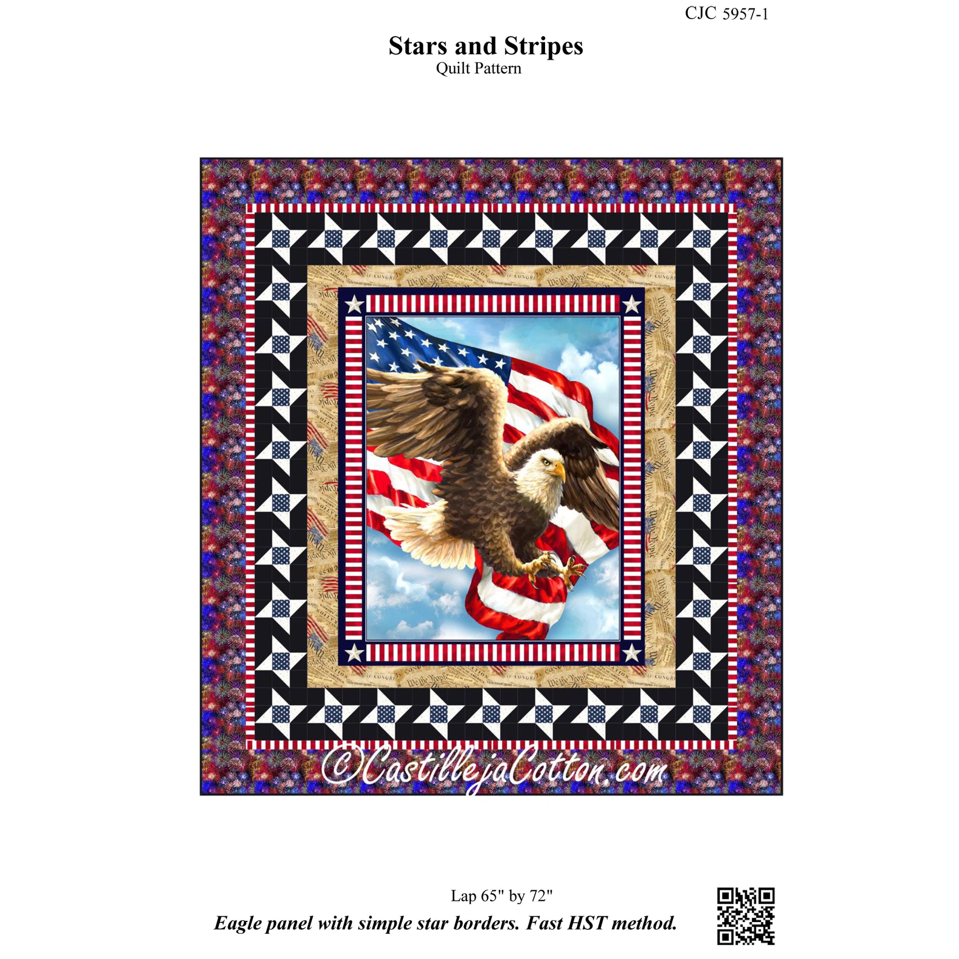 Cover image of pattern for Stars and Stripes quilt.