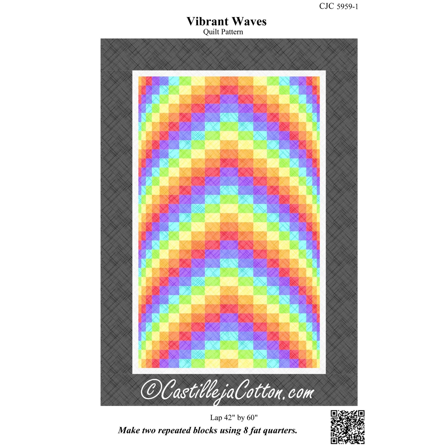 Cover image of pattern for Vibrant Waves Quilt.