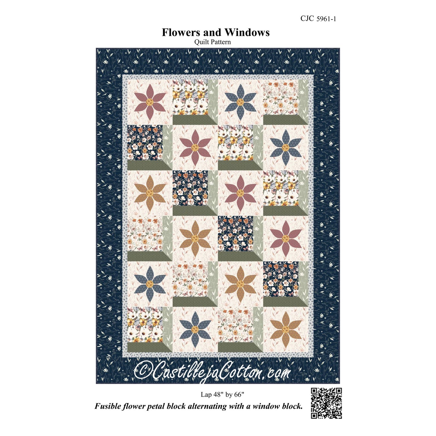 Cover image of pattern for Flower and Windows Quilt.