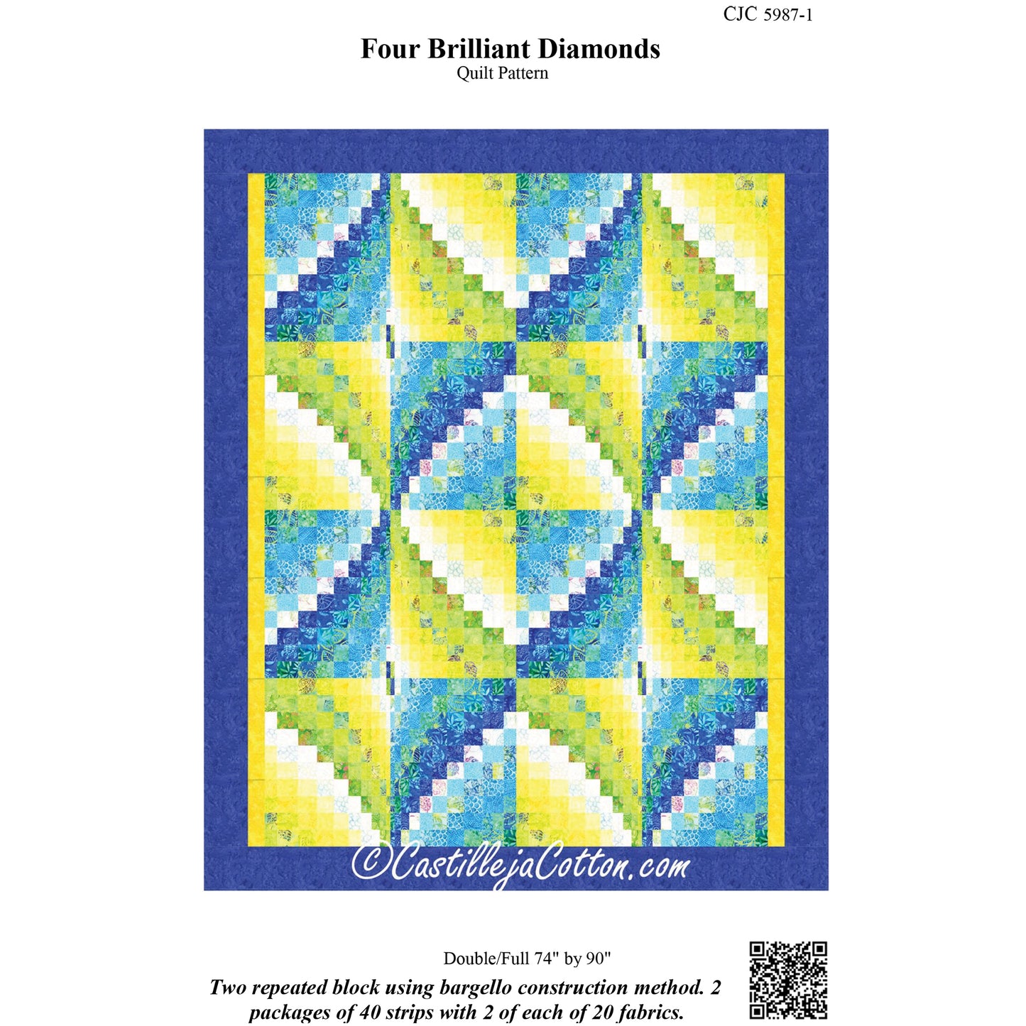 Cover image of pattern for Four Brilliant Diamonds Quilt.