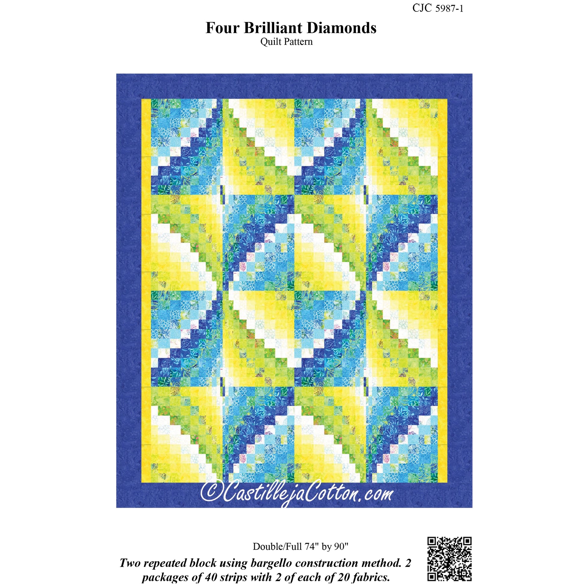 Cover image of pattern for Four Brilliant Diamonds Quilt.