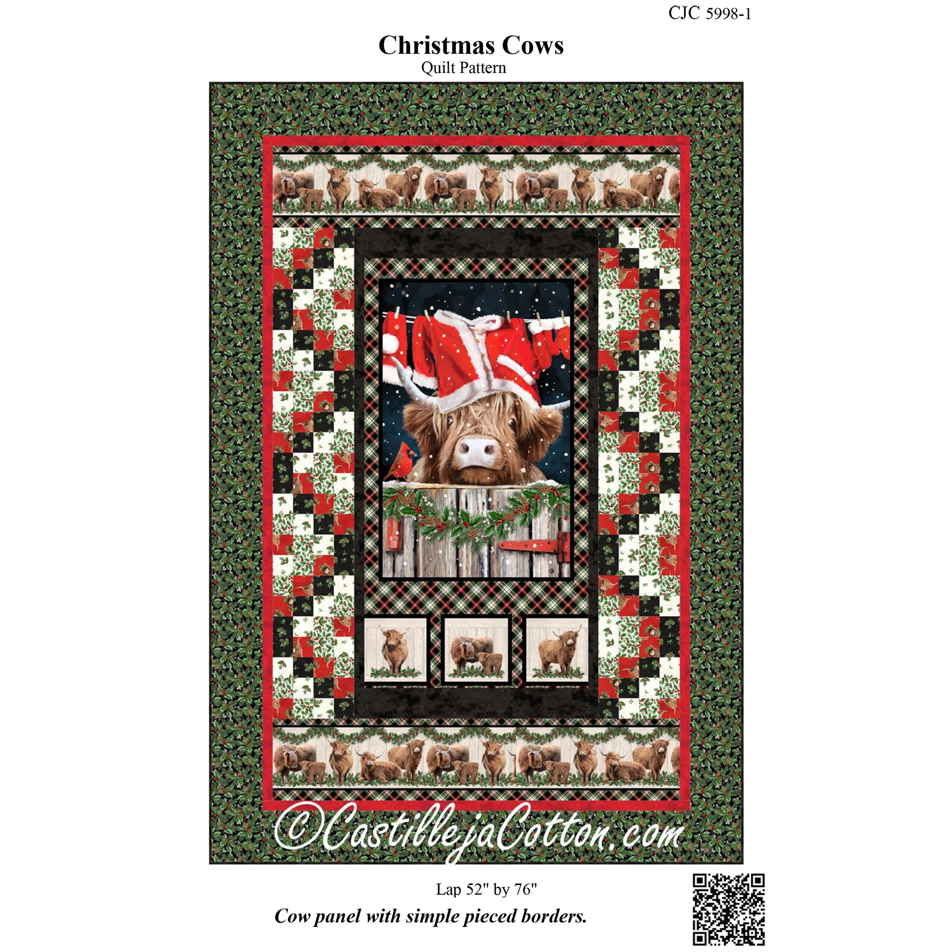 Cover image of pattern for Christmas Cows Quilt.