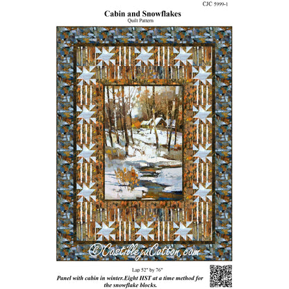 Cover image of pattern for Cabin and Snowflakes Quilt.