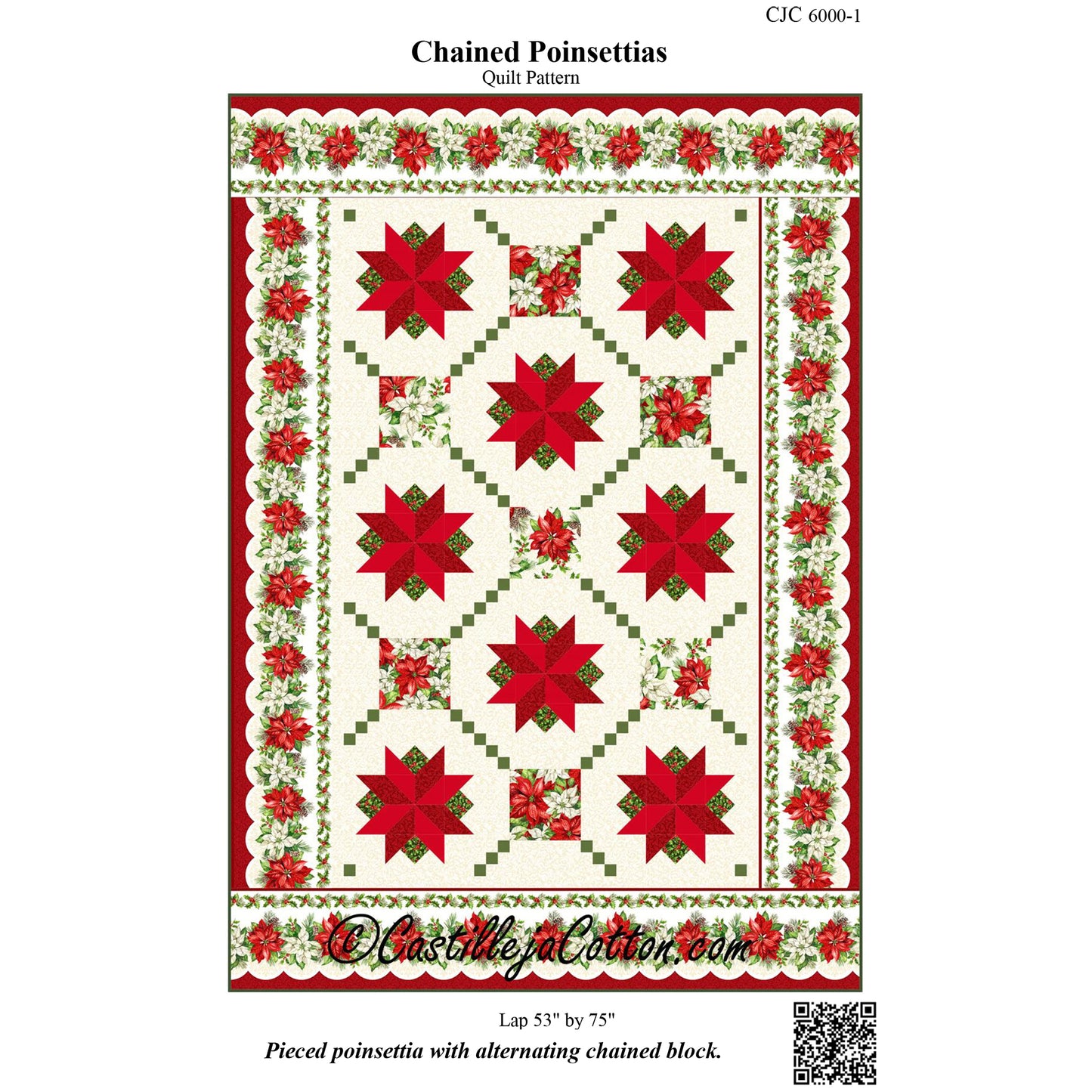 Cover image of pattern for Chained Poinsettias Quilt.