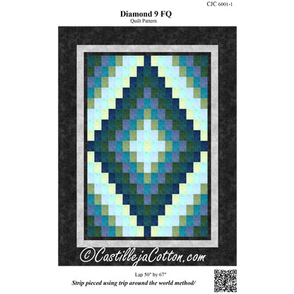 Cover image of pattern for Diamond 9 FQ Quilt.