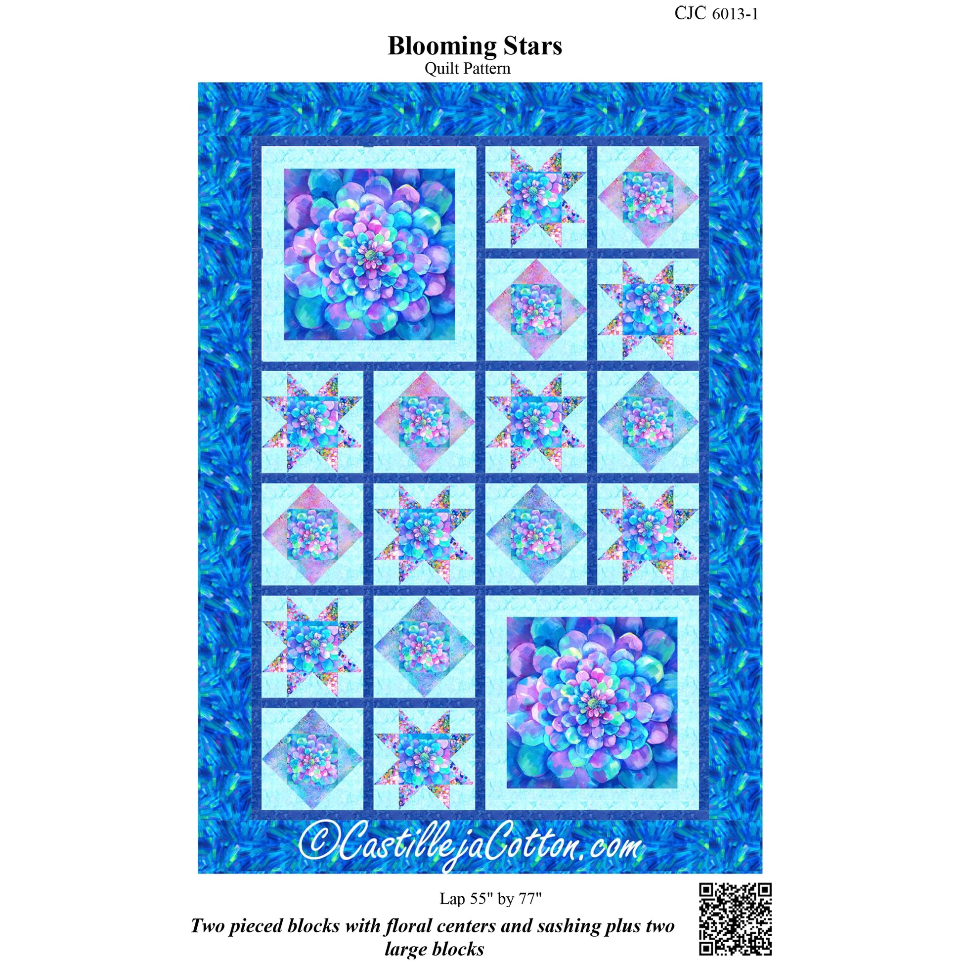 Cover image of pattern for Blooming Stars Quilt.