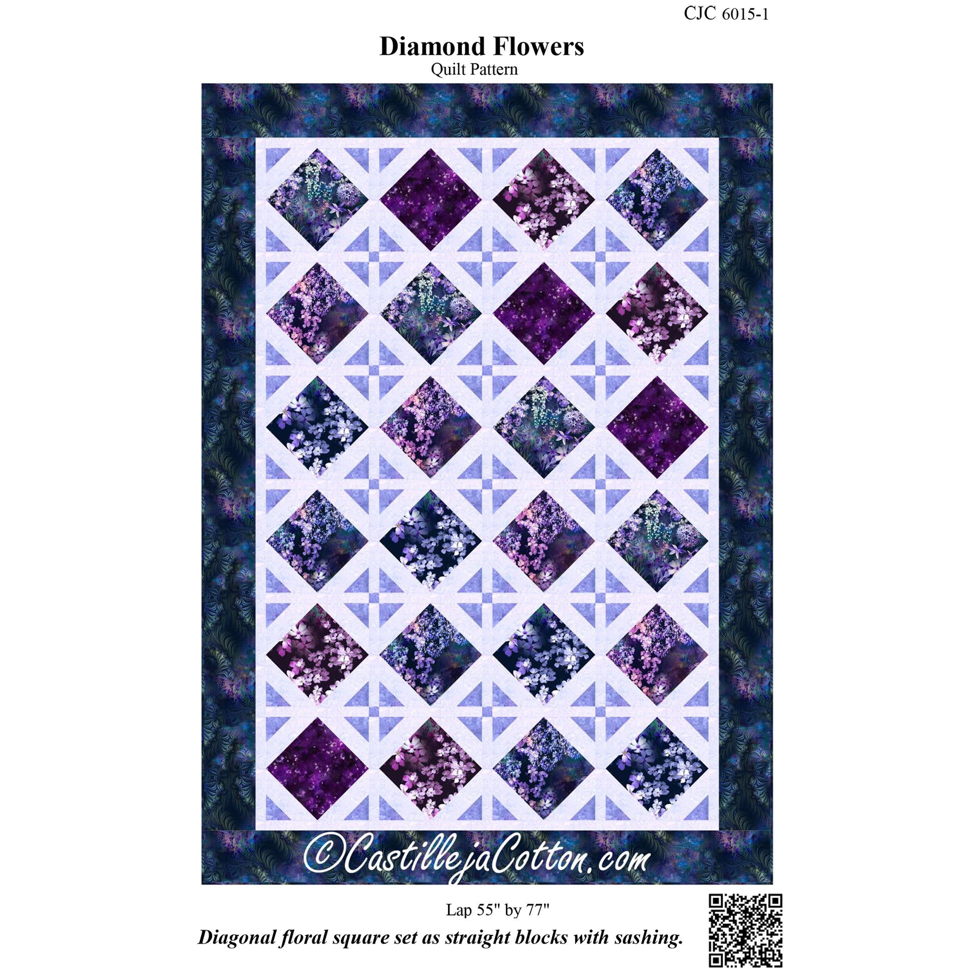 Cover image of pattern for Diamond Flowers Quilt.