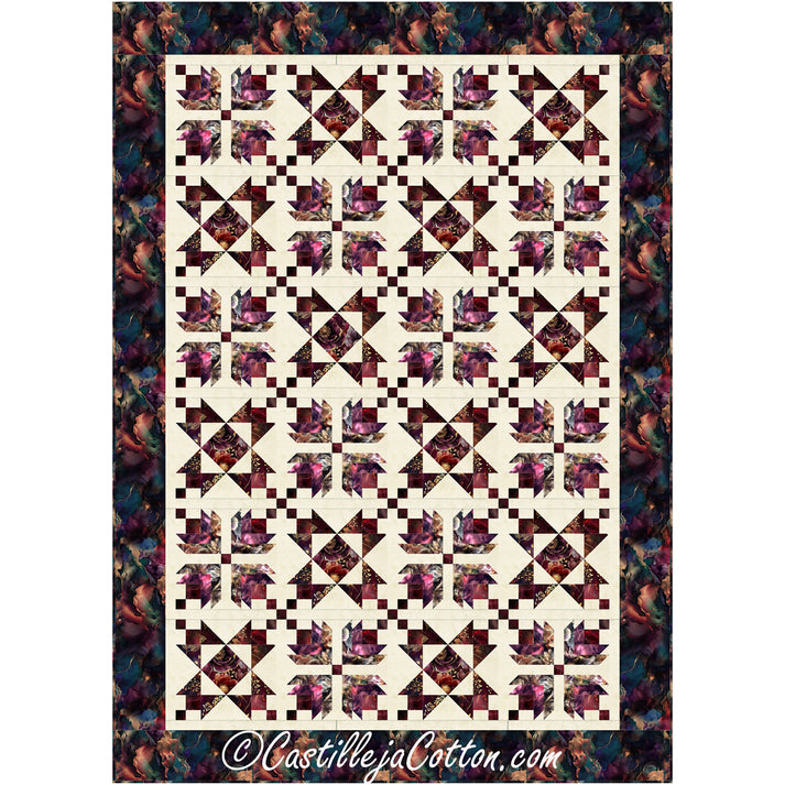 Midnight Flowers and Stars Quilt CJC-60162e - Downloadable Pattern ...