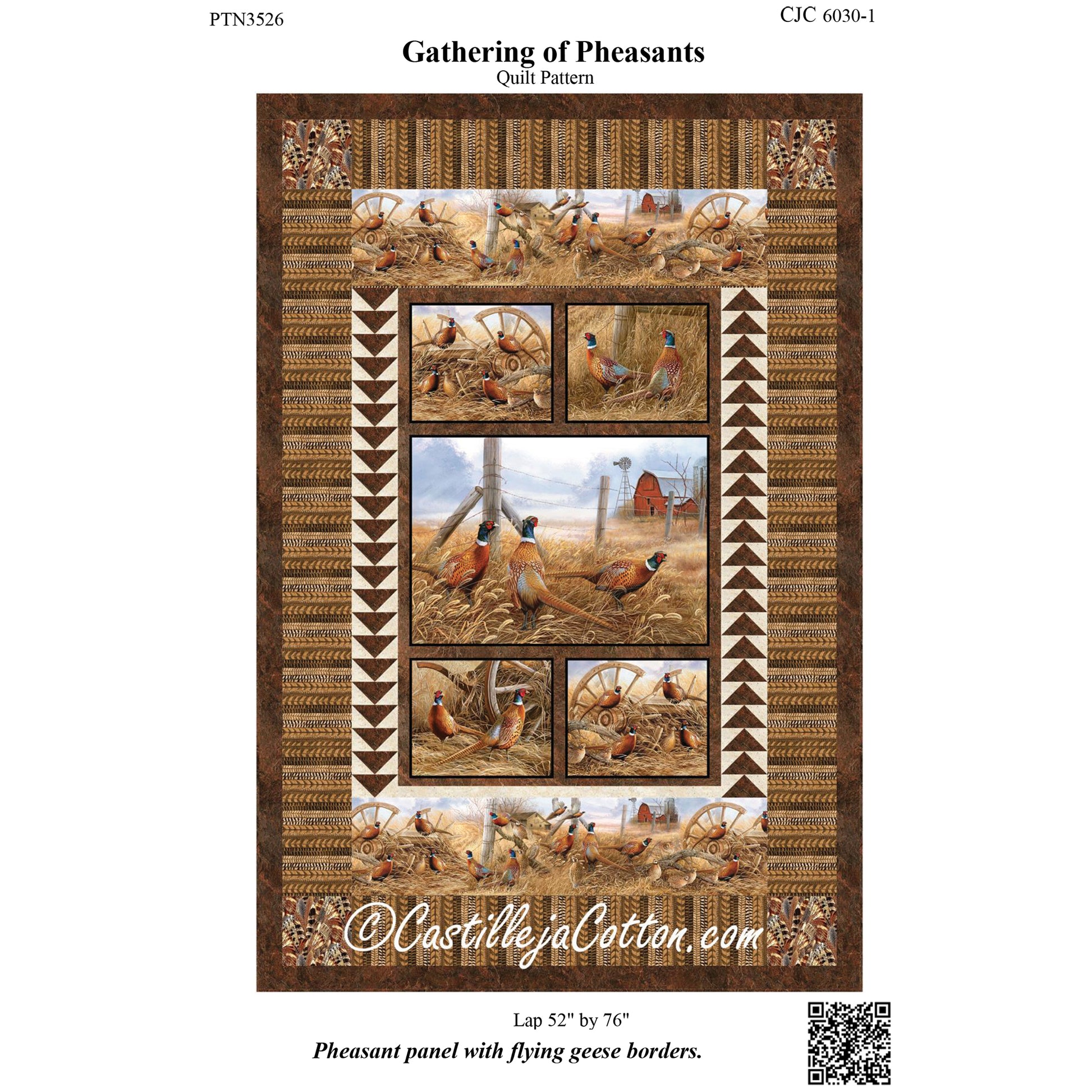 Cover image of pattern for Gathering of Pheasants Quilt.