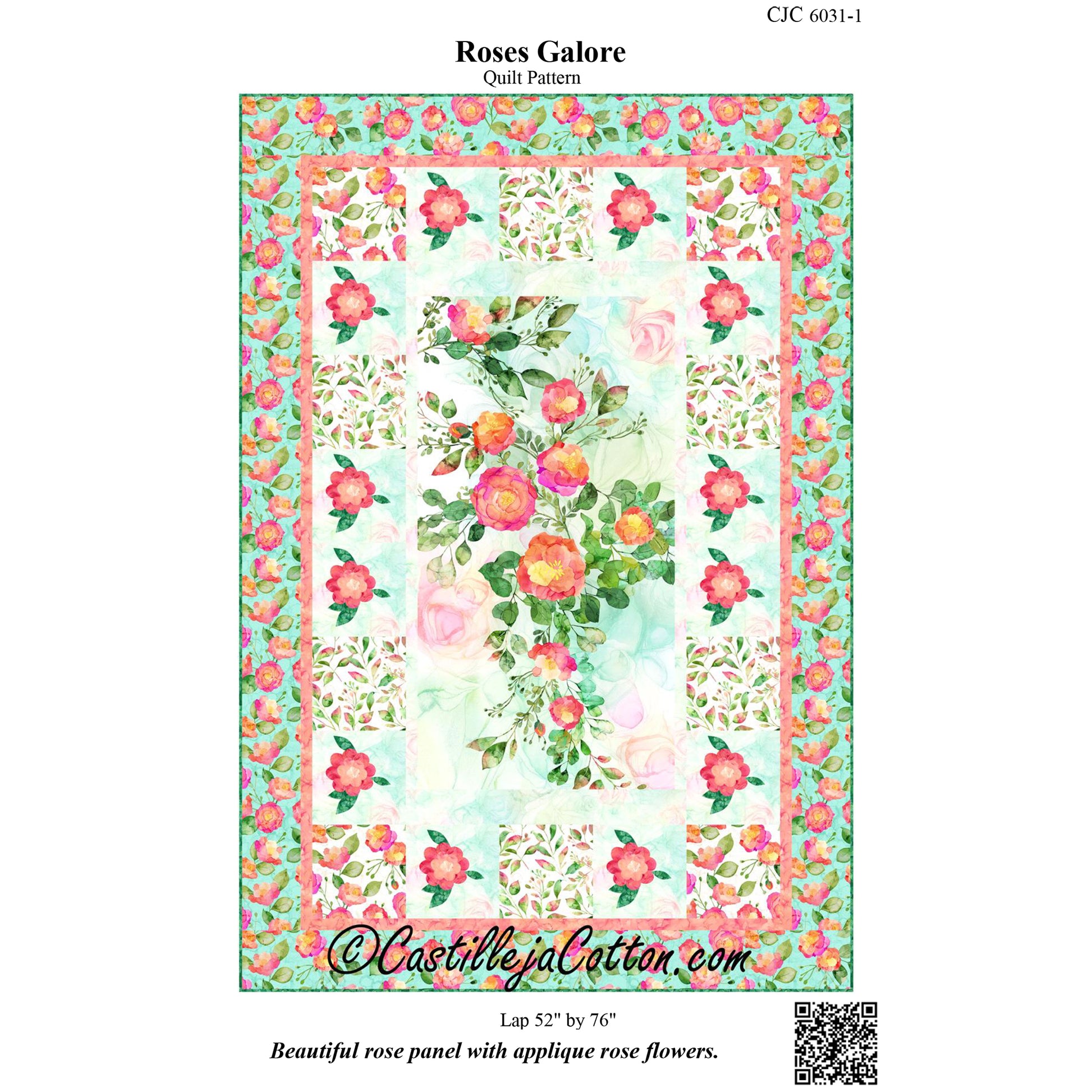 Cover image of pattern for Roses Galore quilt.