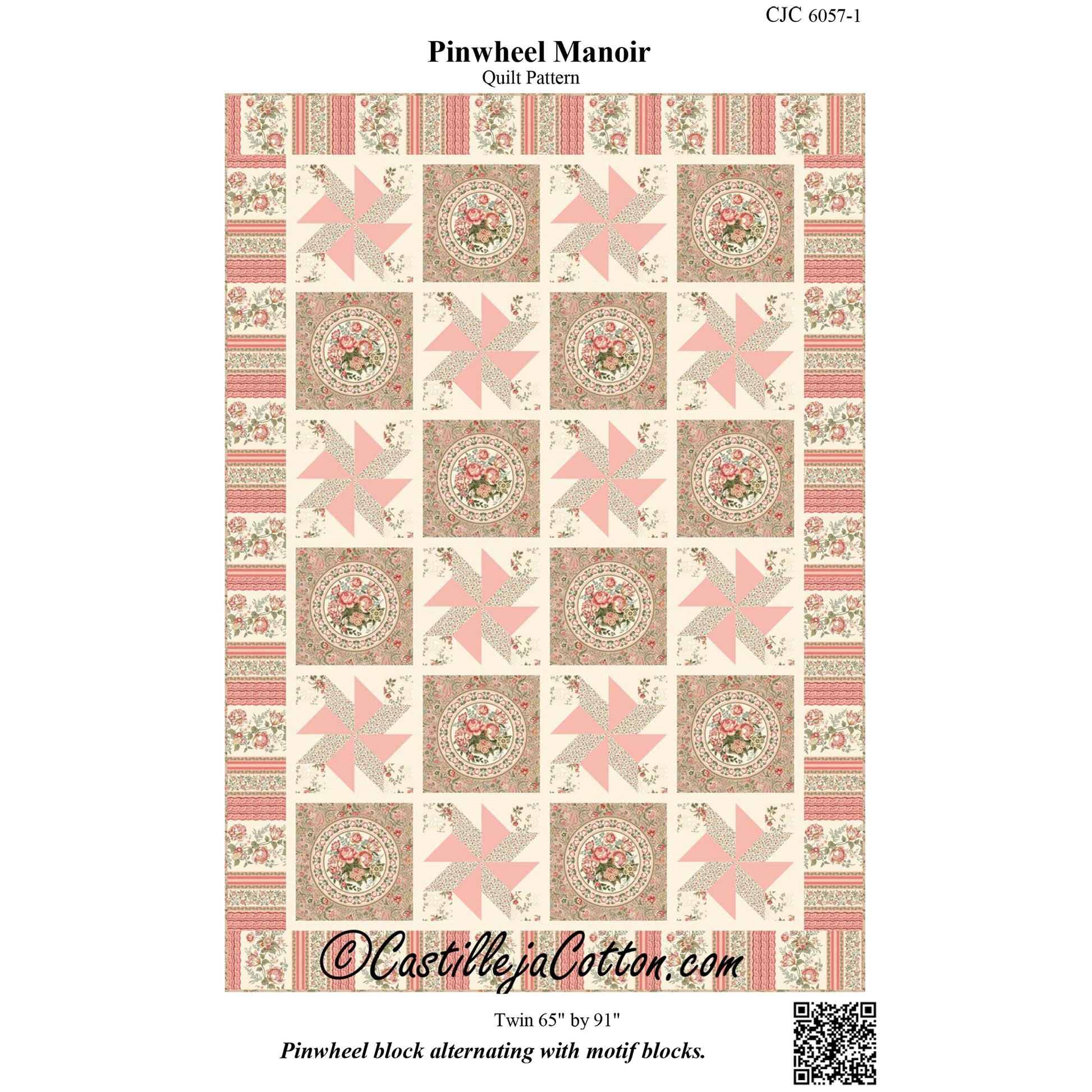 Cover image of pattern for Pinwheel Manoir quilt.