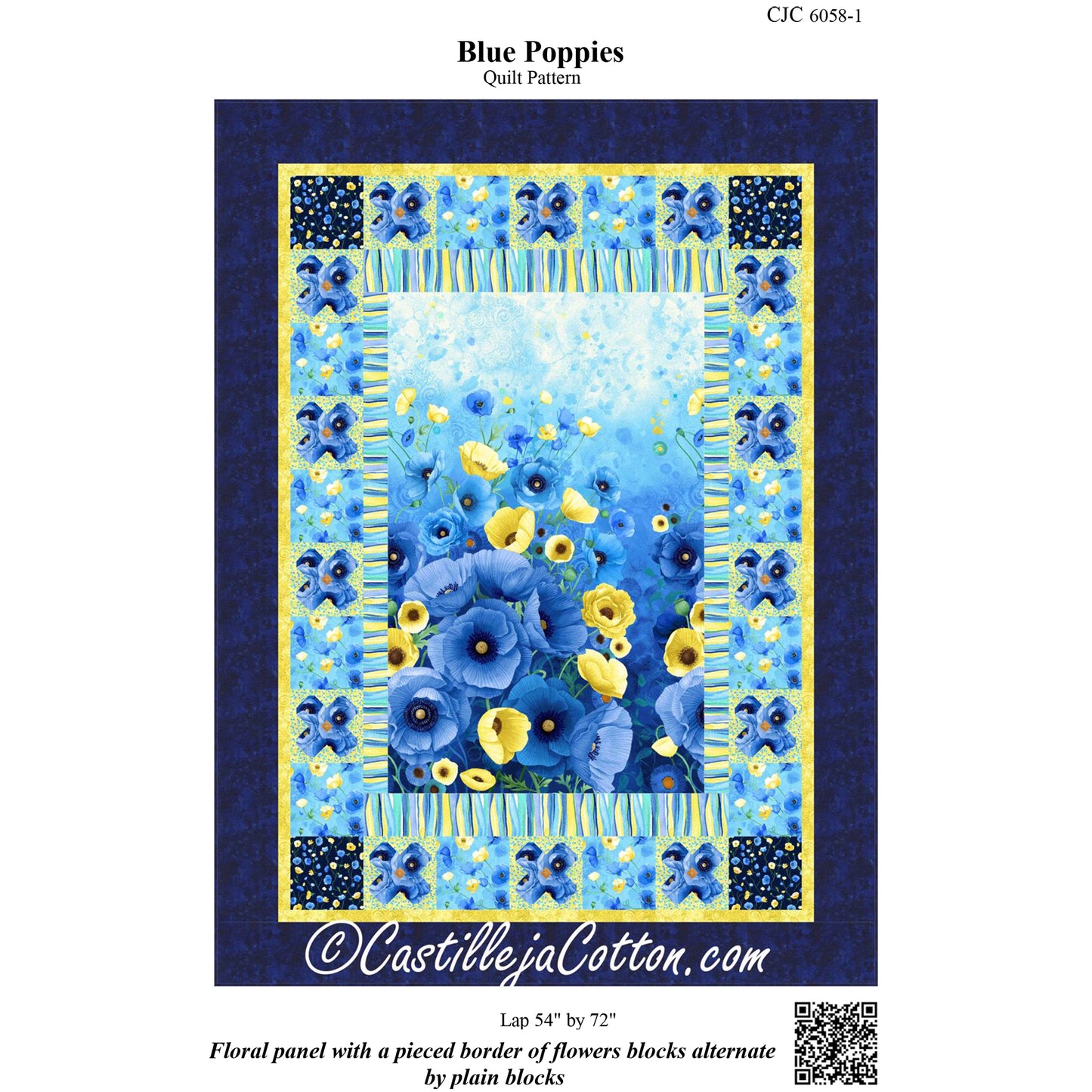 Cover image of pattern for Blue Poppies quilt.