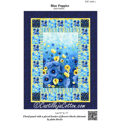 Cover image of pattern for Blue Poppies quilt.