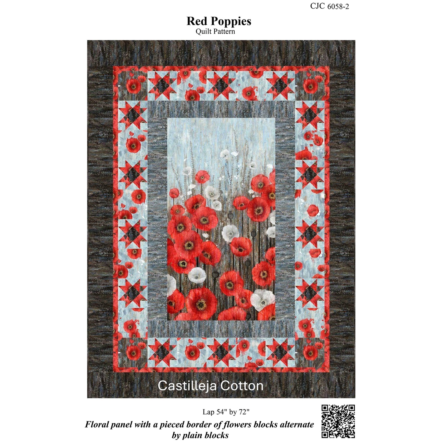 Cover image of pattern for Red Poppies quilt.