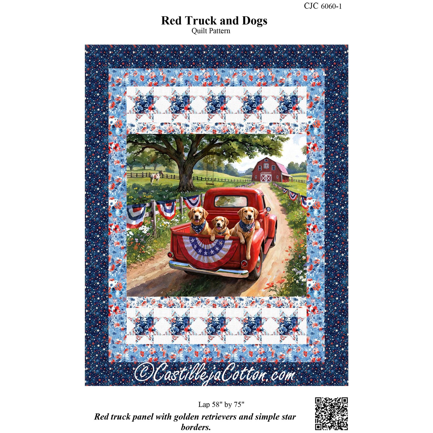 Cover image of pattern for Red Truck and Dogs quilt.