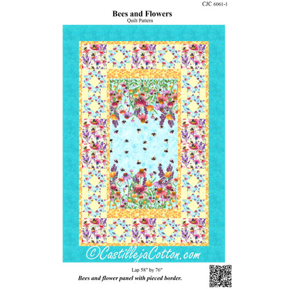 Cover image of pattern for Bees and Flowers quilt.