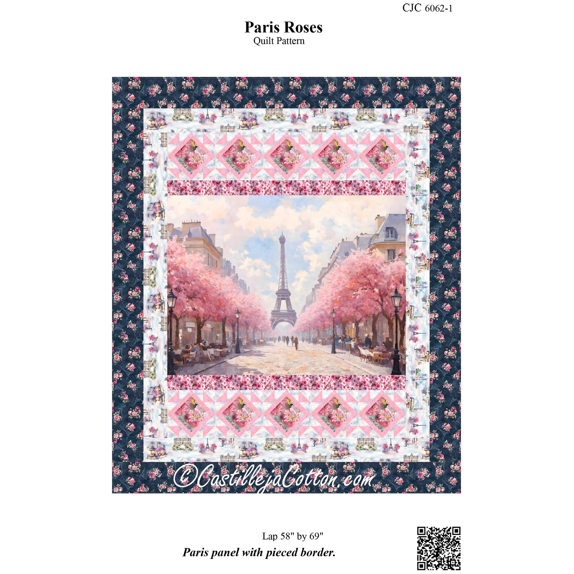 Cover image of pattern for Paris Roses quilt.