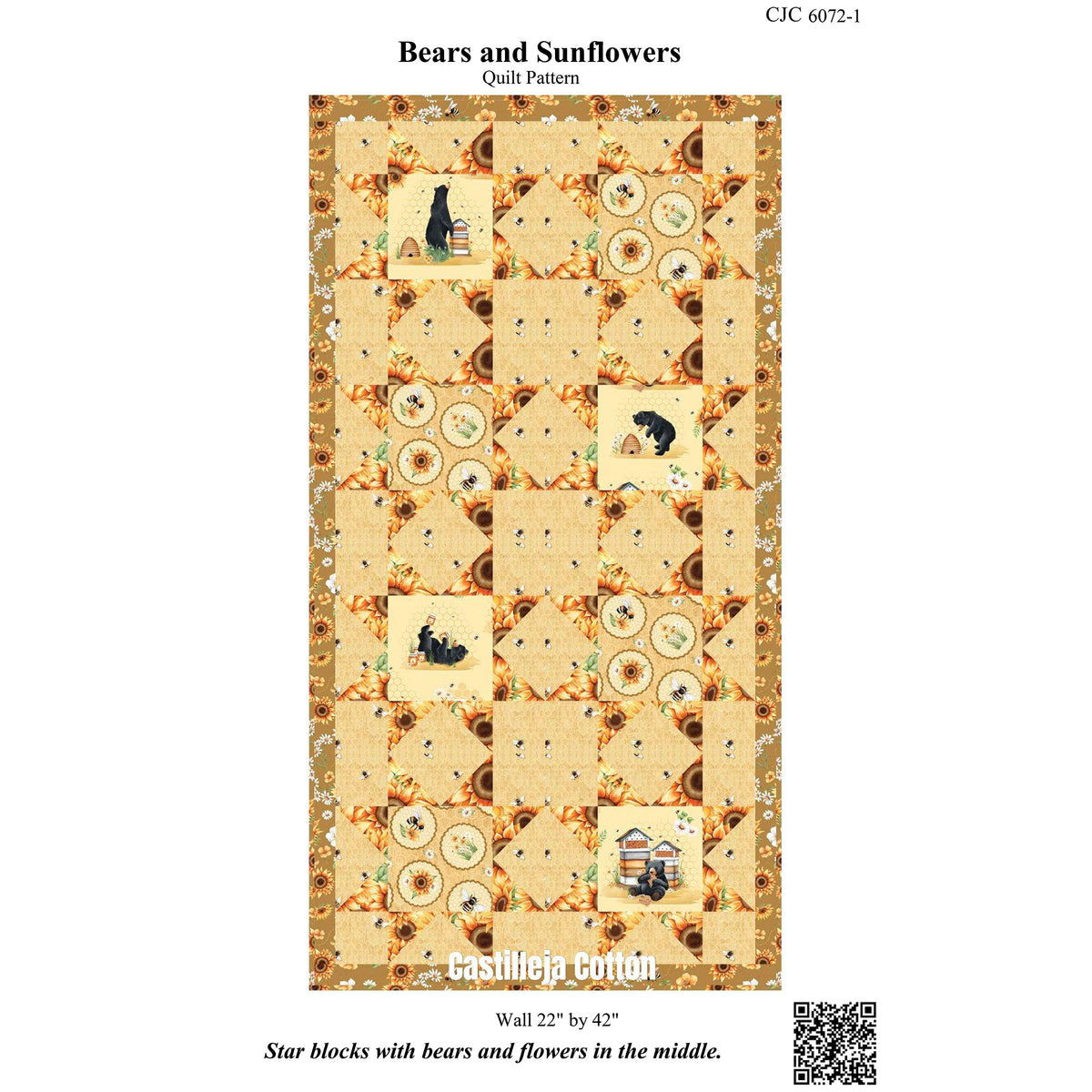 Bears and Sunflowers Quilt Pattern CJC-60721w - Wholesale Product