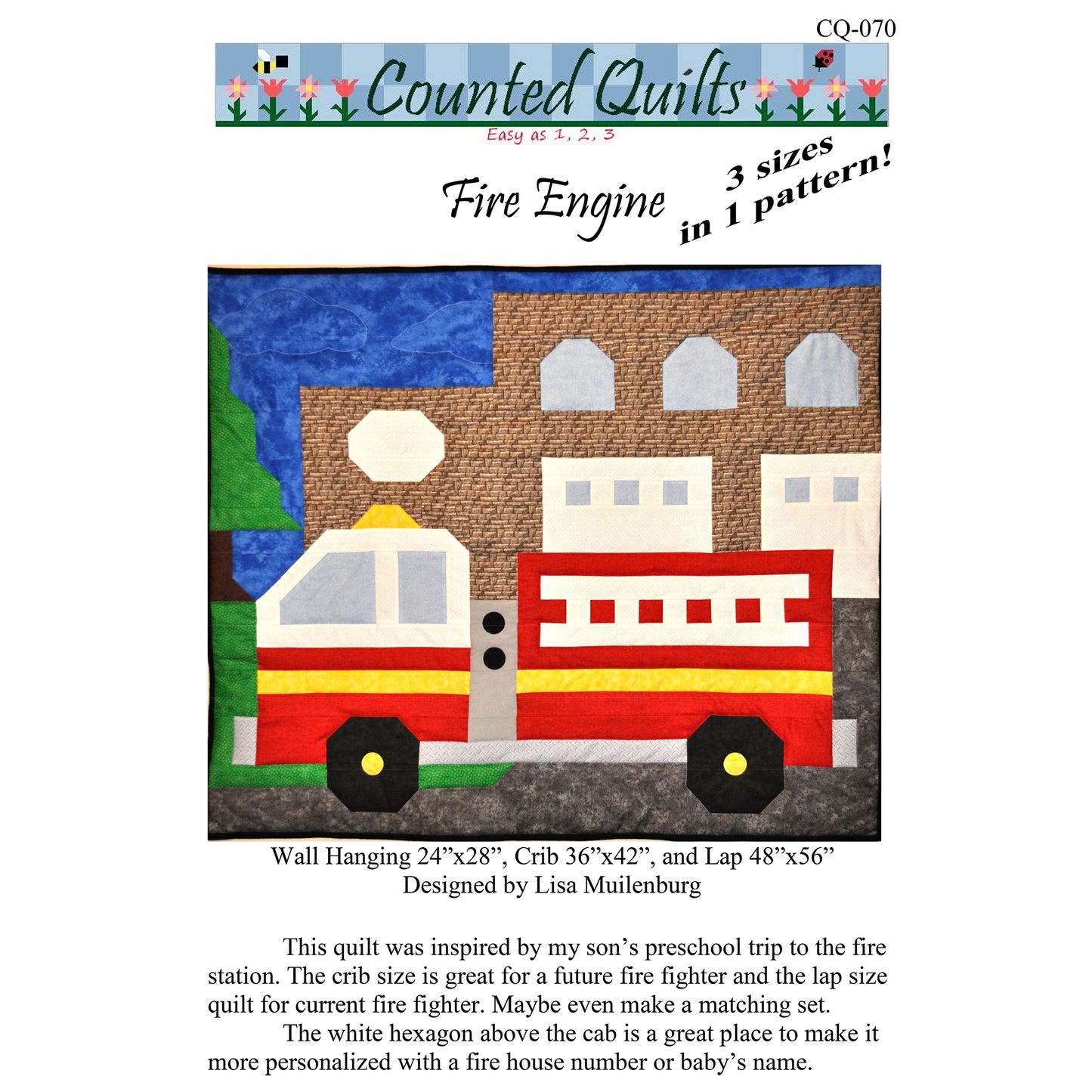 Fire Engine Quilt Pattern CQ-070 - Paper Pattern