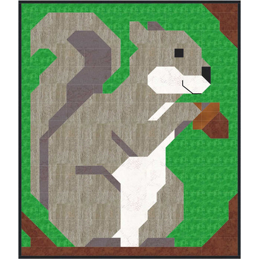 Adorable squirrel holding a nut quilt block.