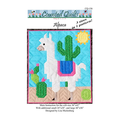 Quilt pattern cover featuring a llama and cacti design with 'Counted Quilts' branding.