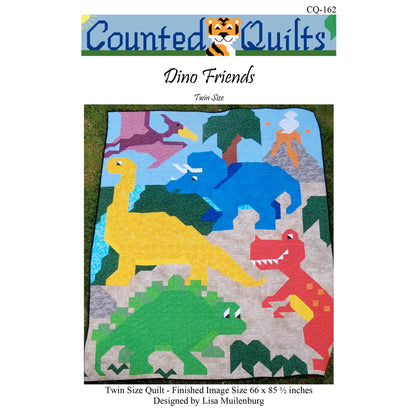 Cover image of pattern for Dino Friends quilt.