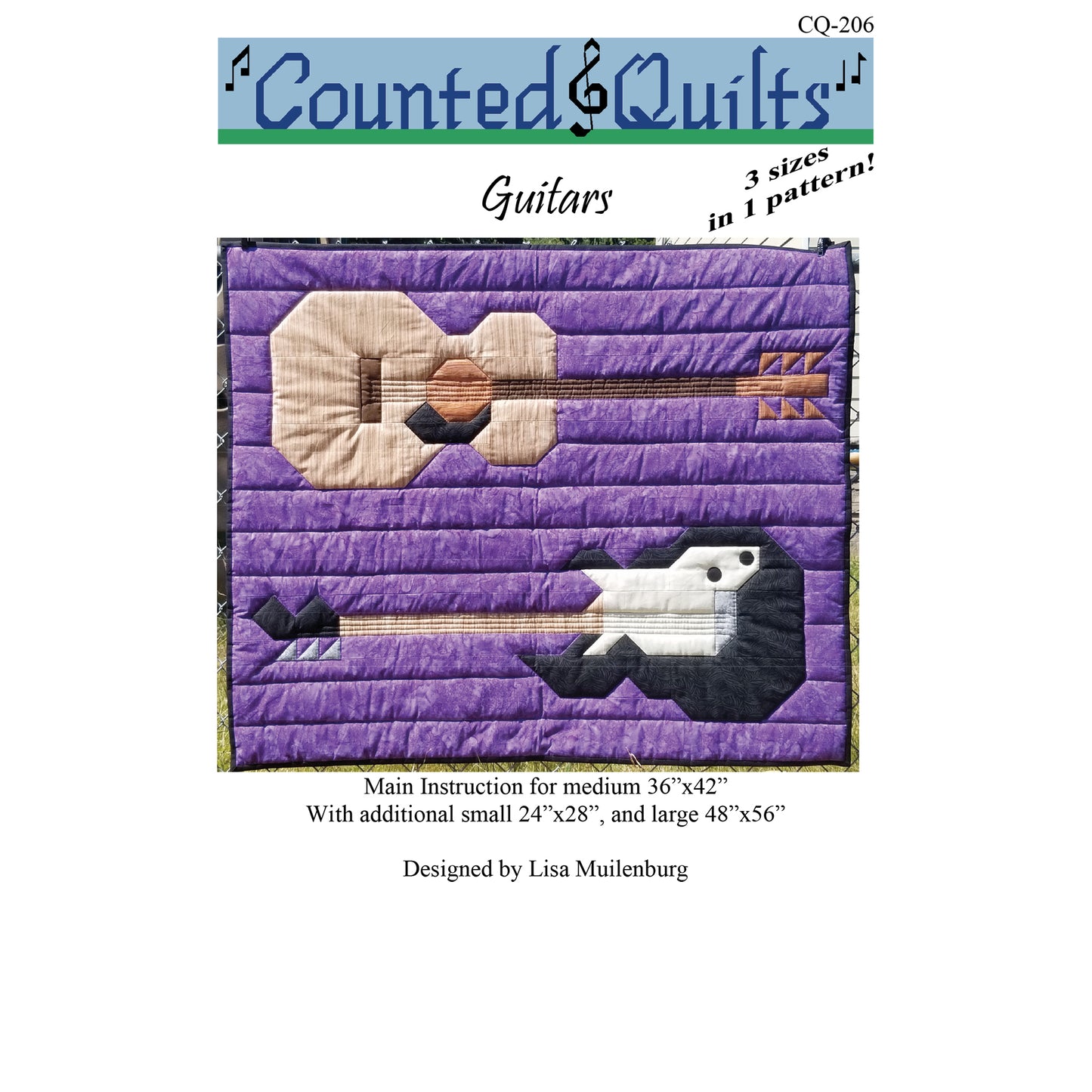 Cover image of pattern for Guitars Quilts.