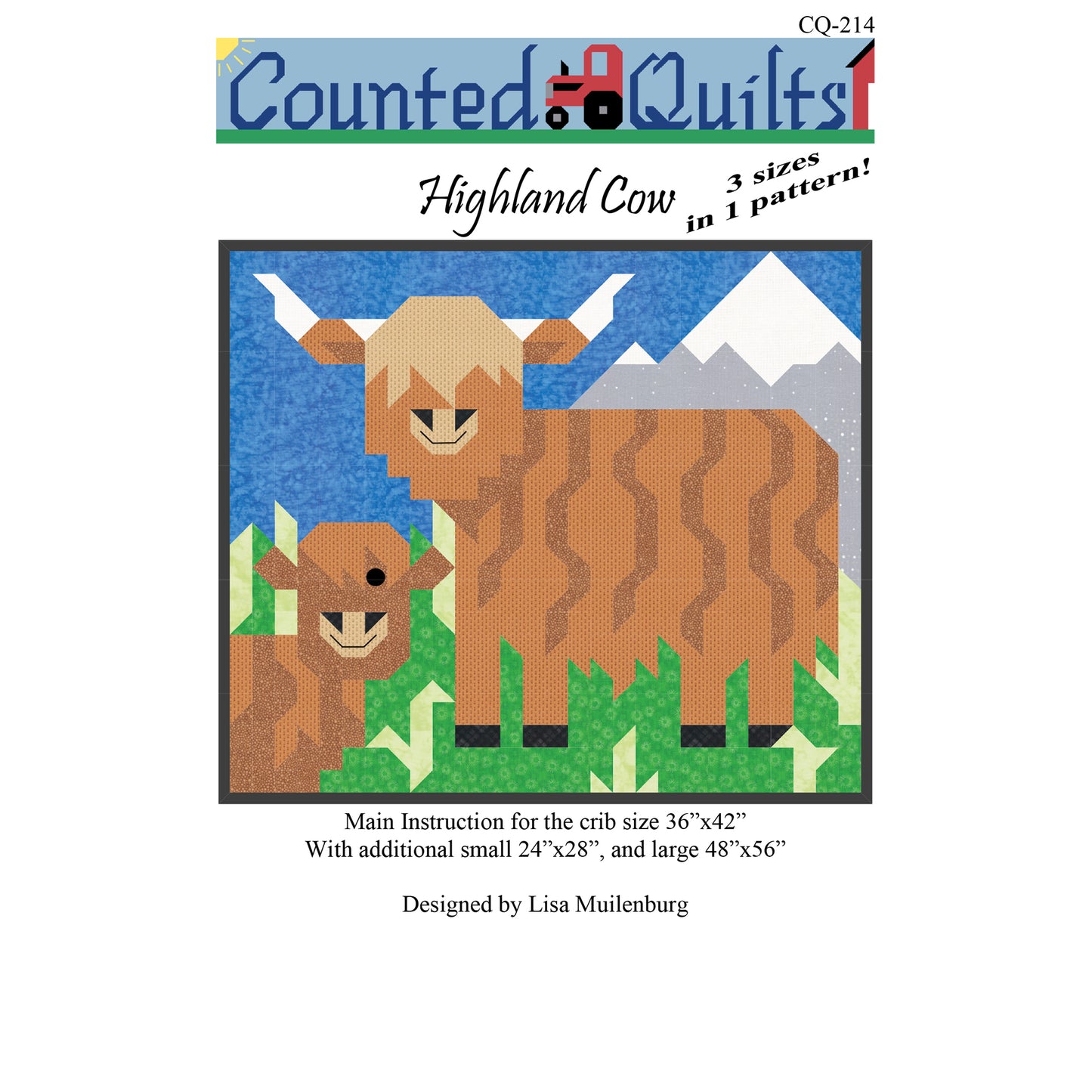 Cover image of pattern for Highland Cow Quilts.