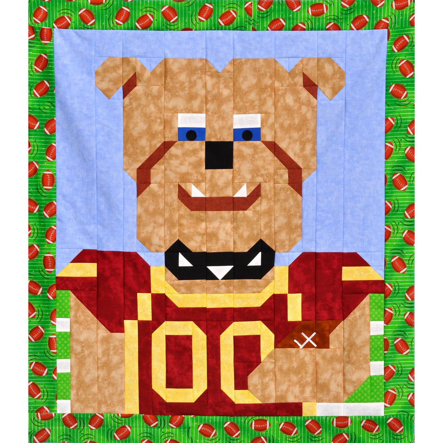 Football Bulldog Quilt CQ-E004e - Downloadable Pattern