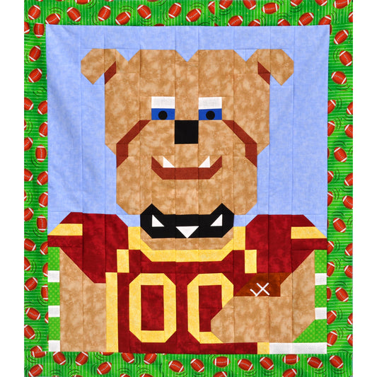 Football Bulldog Quilt CQ-E004e - Downloadable Pattern