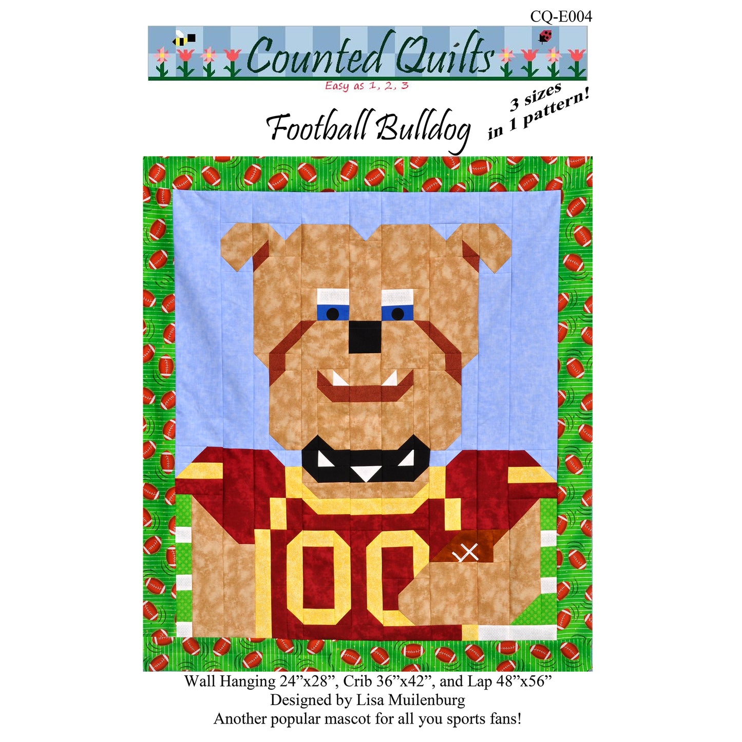 Football Bulldog Quilt CQ-E004e - Downloadable Pattern