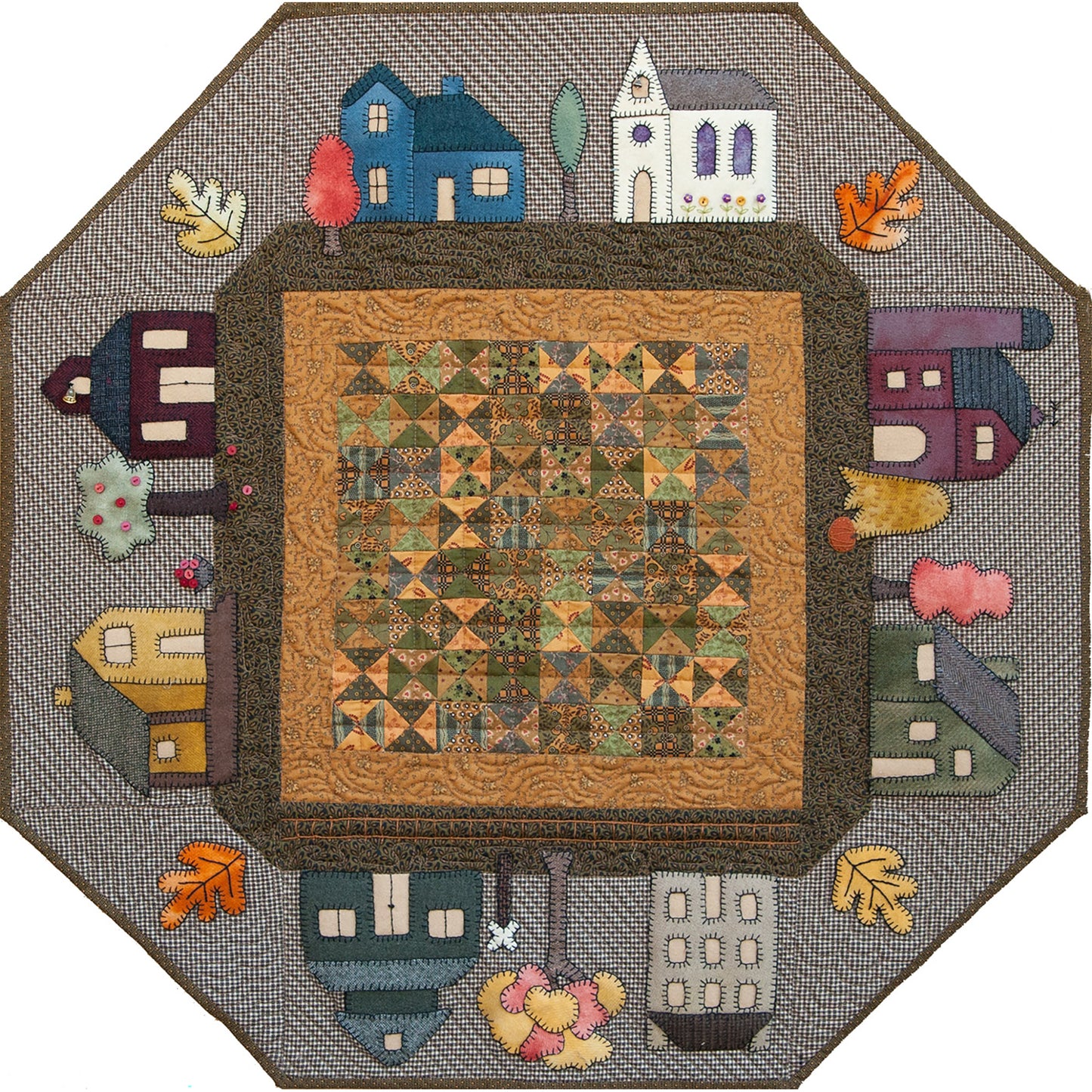 Prairie Town in Autumn Table Topper Pattern CQA-503 - Paper Pattern