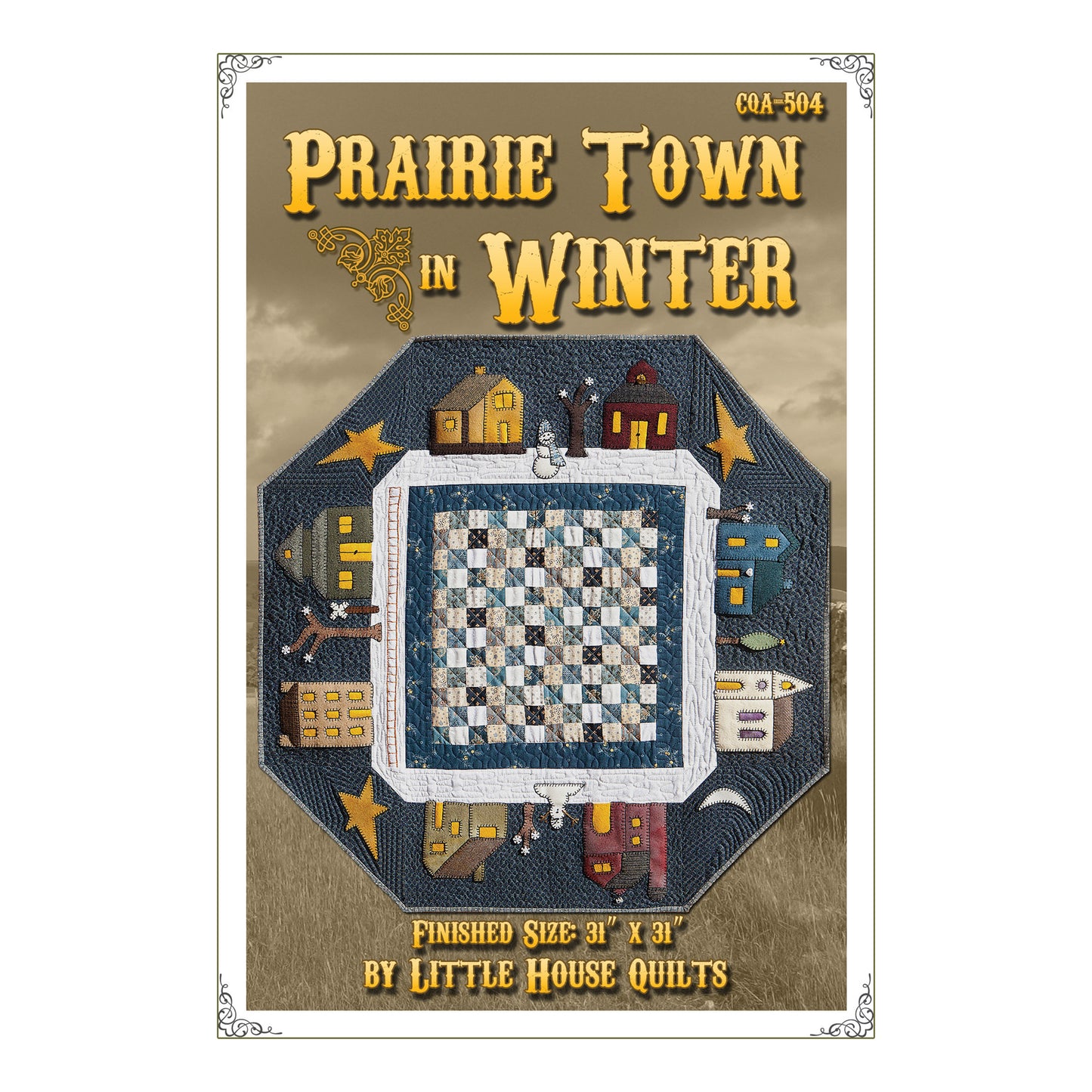 Prairie Town in Winter Table Topper CQA-504e - Downloadable Pattern