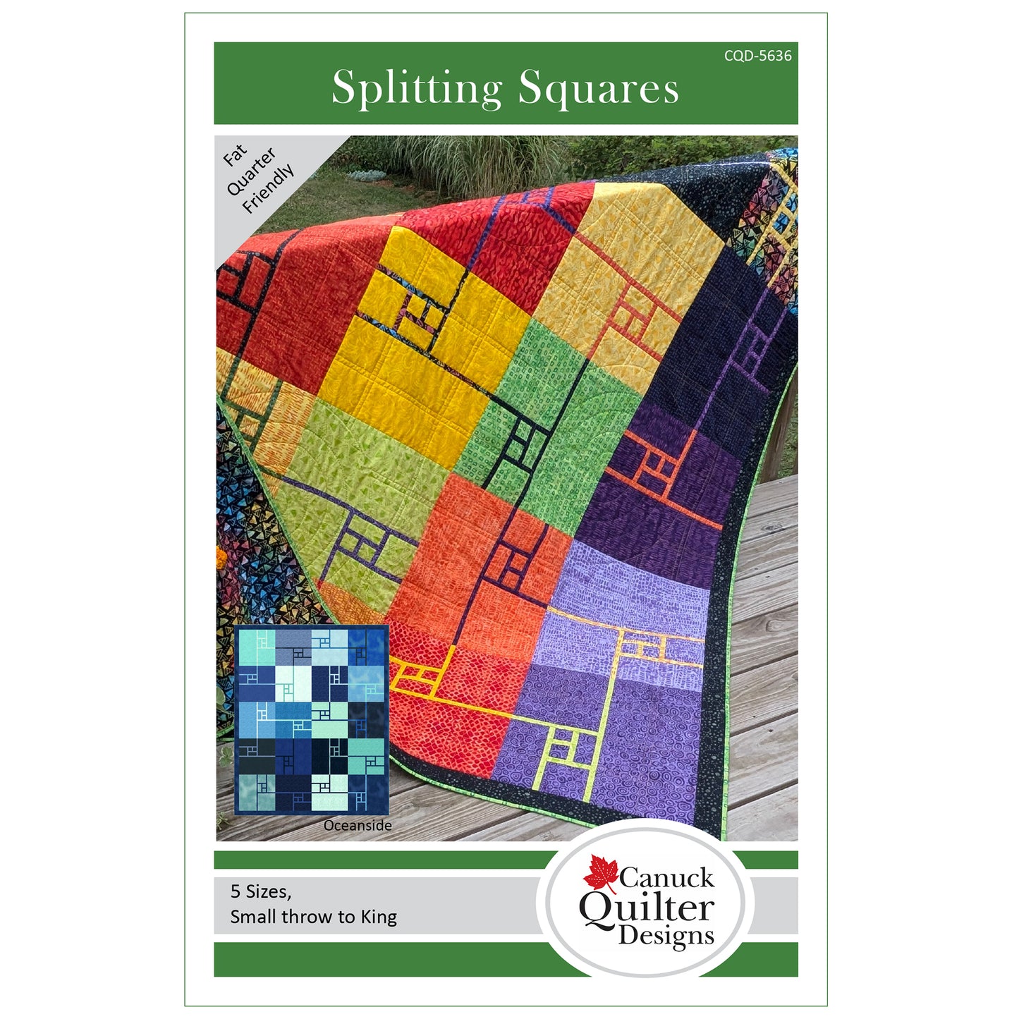 Cover image of pattern for Splitting Squares quilt.