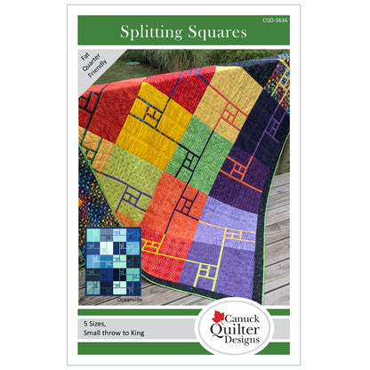Cover image of pattern for Splitting Squares quilt.