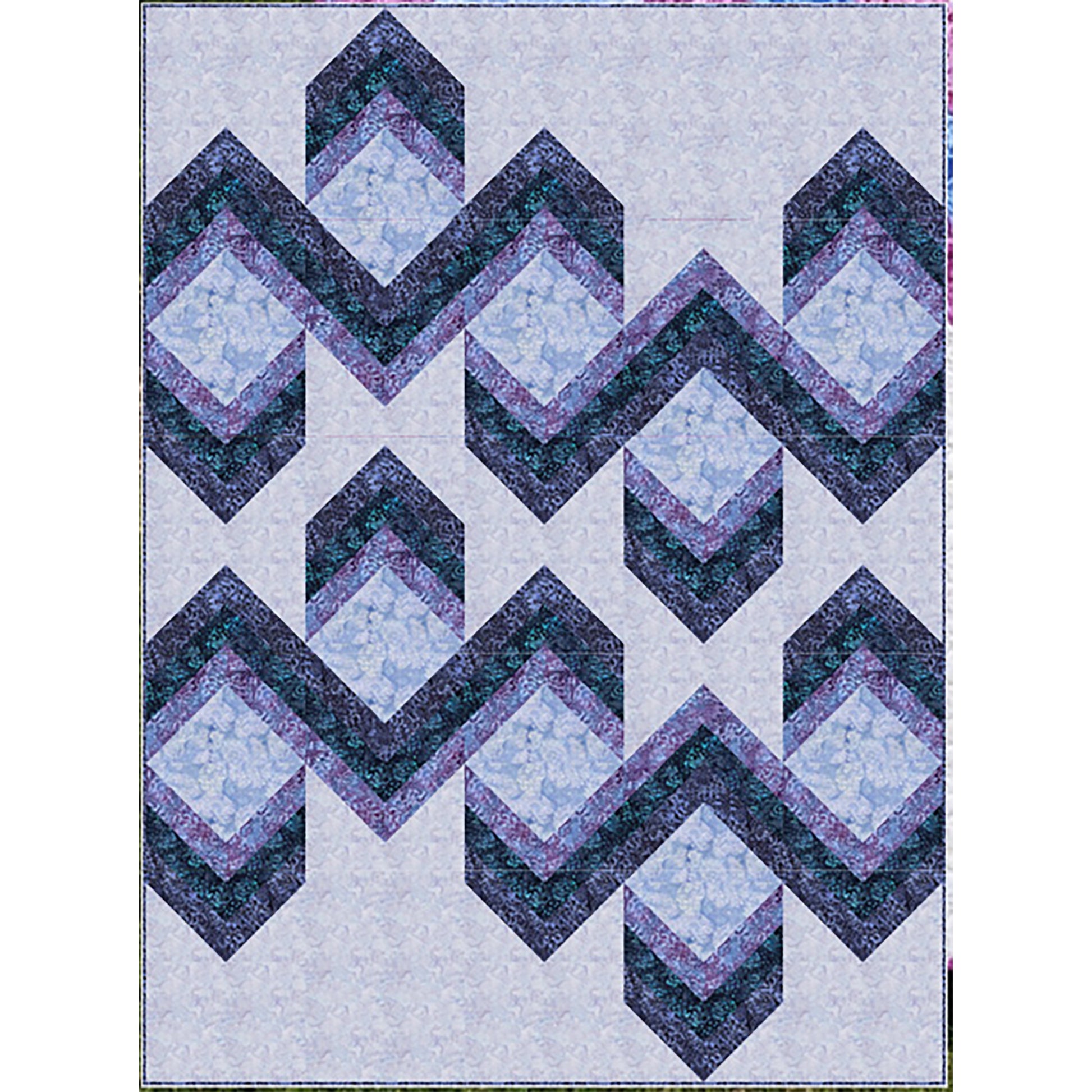 Quilt features ribbons of chevrons to give it a 3-demensional look.