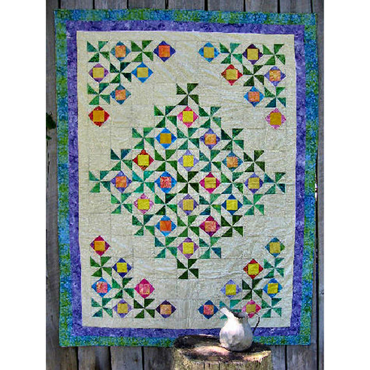 Scrappy Pinwheel Flowers Quilt CTG-014e - Downloadable Pattern