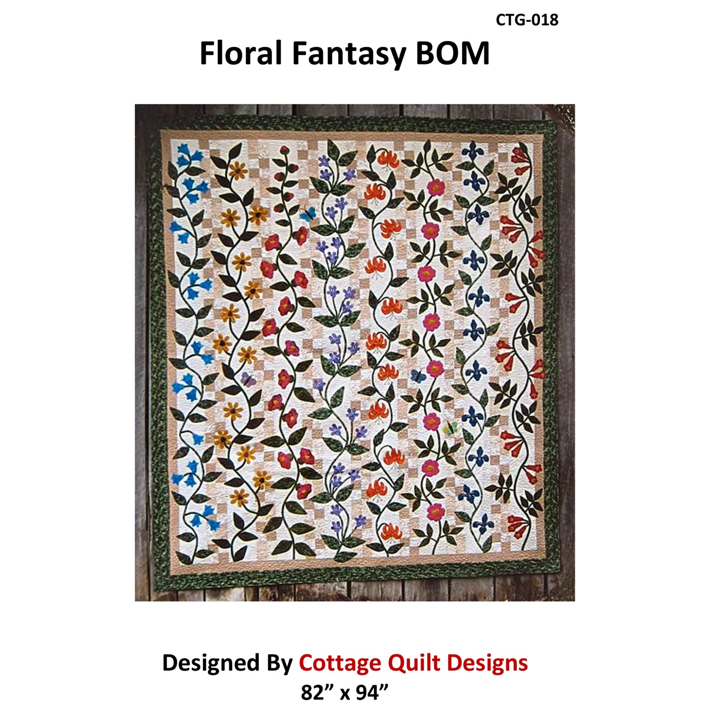 Cover image of pattern for Floral Fantasy BOM quilts.