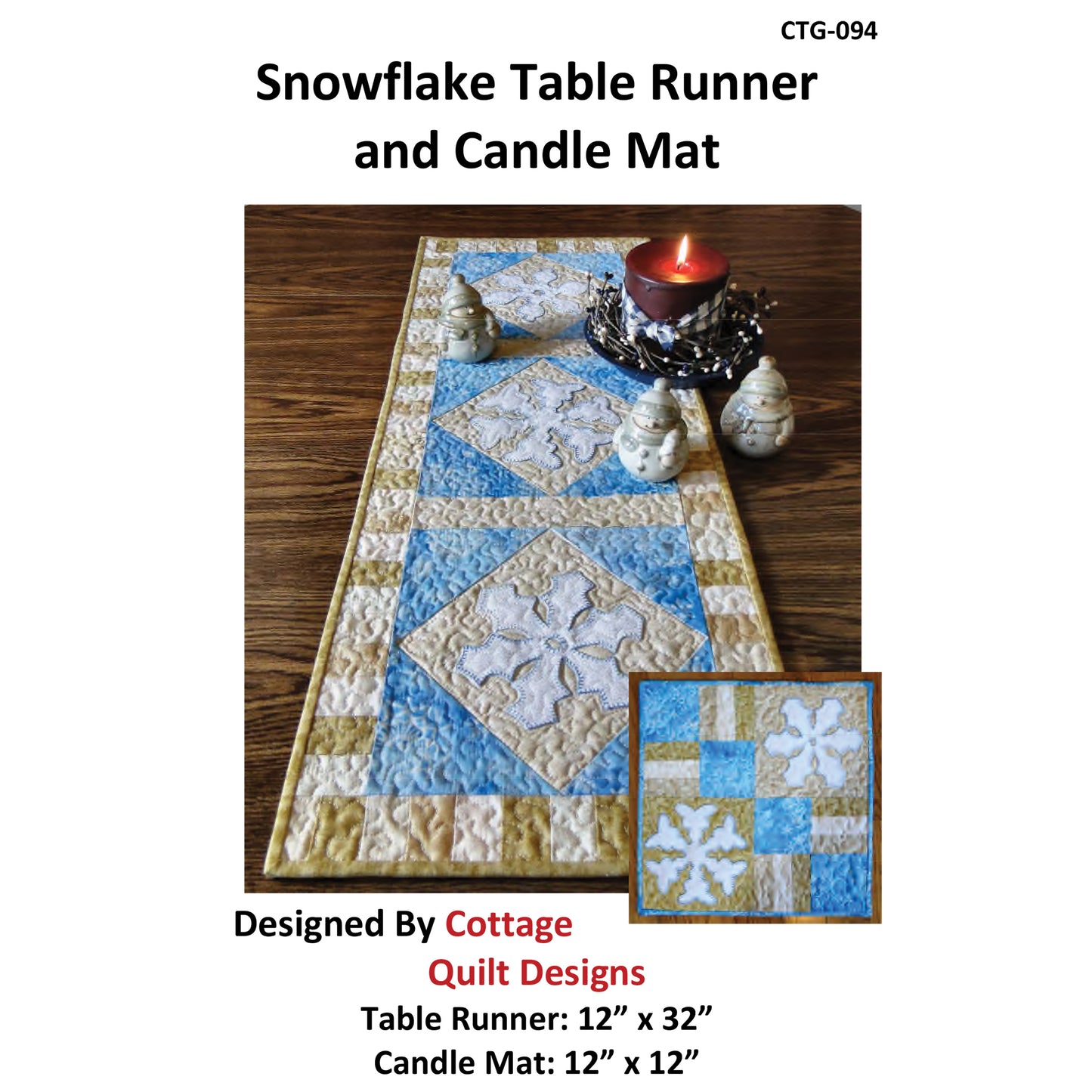 Snowflake Table Runner and Candle Mat Pattern CTG-094 - Paper Pattern