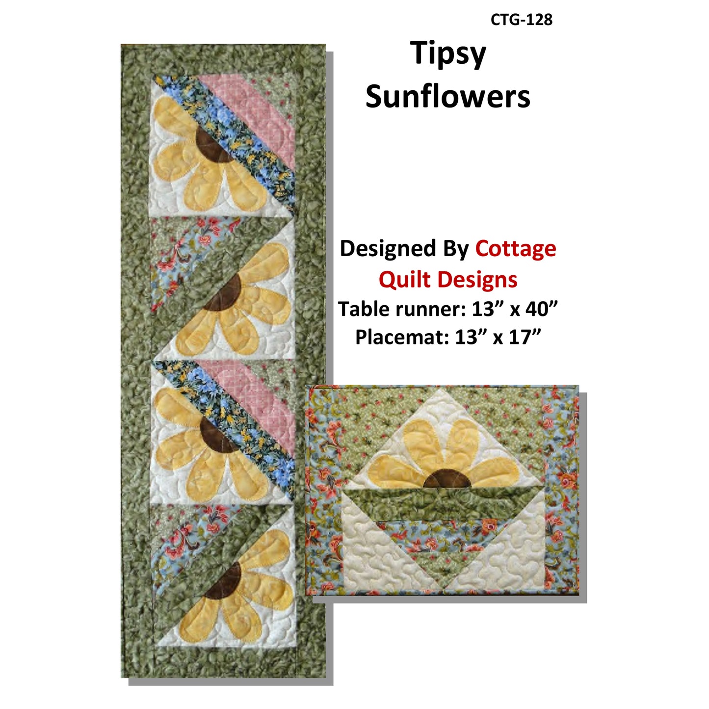Tipsy Sunflowers Table Set CTG-128e - Downloadable Pattern