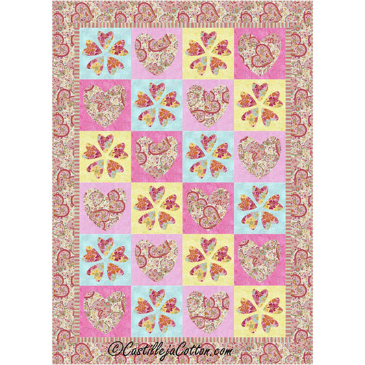 Hearts and Flowers Quilt Pattern CJC-48111 - Paper Pattern