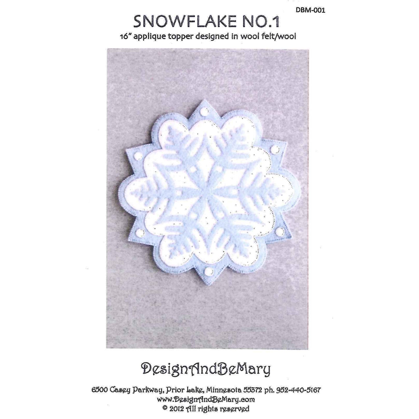 Snowflake #1 Table Topper Pattern DBM-001 - Paper Pattern