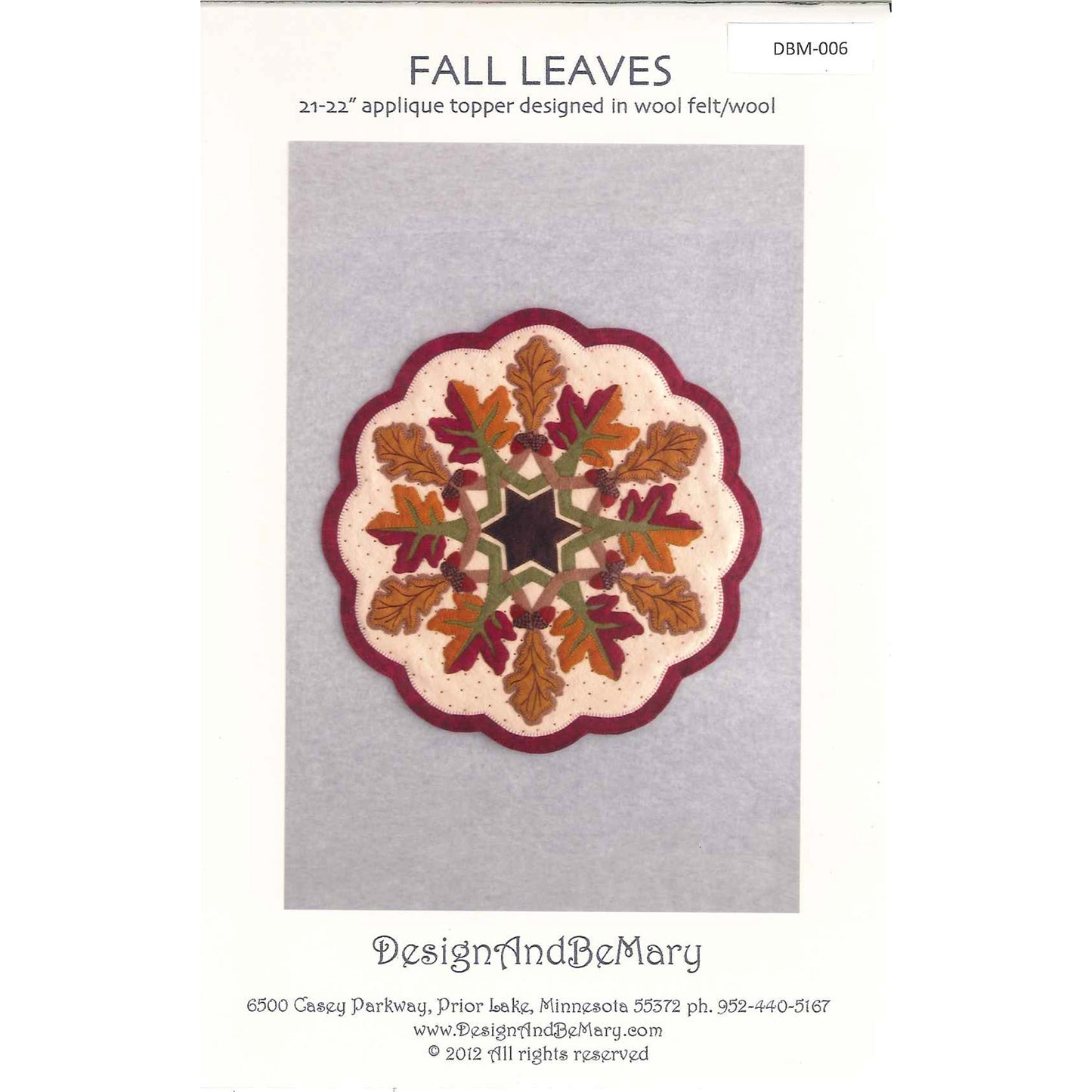 Fall Leaves Table Topper Pattern DBM-006 - Paper Pattern